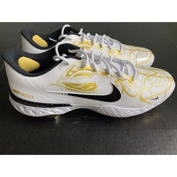 Nike Alpha Huarache Elite 3 Low PRM Gold Baseball Cleat CV3553-101 Men's Size 15 - Picture 4 of 13